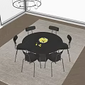 Modern round dining table and chair 3d model