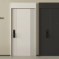 Pullform Swing Doors Featuring White And Dark Gray Styles With Black Handles On Light Wall 3d model
