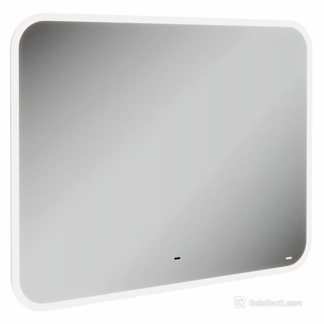 Modern Sleek Bathroom Mirror With White Frame And Smooth Surface 3d model 