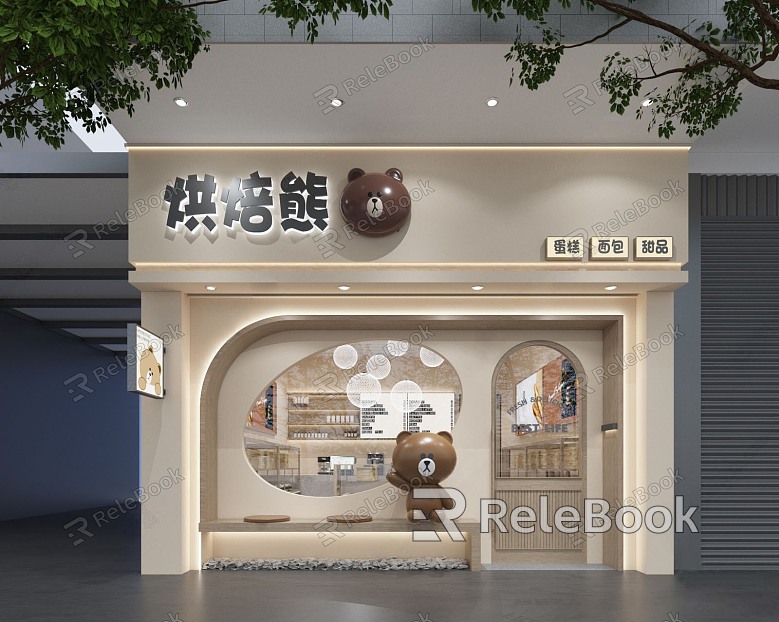 Modern Door Head Cake Dessert Shop Door Head Facade model