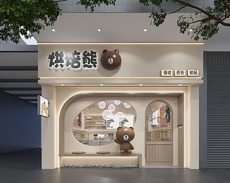 Modern Door Head Cake Dessert Shop Door Head Facade 3d model