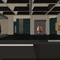 Cultural Center Exhibition Hall With Sculptures And Display Cases