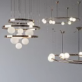 Elegant Modern Minimalist Chandeliers With Metallic Rings And White Spherical Bulbs