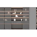 Modern Bookcase With Multiple Shelves Built in Lighting Books And Decorative Items