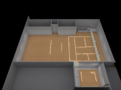 Cultural Center Interior Layout With Functional Areas And Wooden Flooring Design 3d model