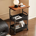 Rolling Storage Shelf With Wooden Top Black Compartments On Wheels For Indoor Organization