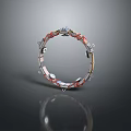 Circular Decorative Ring With Metal Components Red Silver Accents And Reflective Surface On Dark Background 3d model