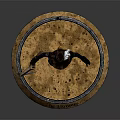 The Harpers Game Movie Character In Leather Outfit With Hat Holding Scythe Weapon On Base