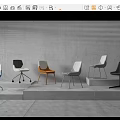 Modern Dining Chairs With Various Colors Designs And Wheels On Gray Floor