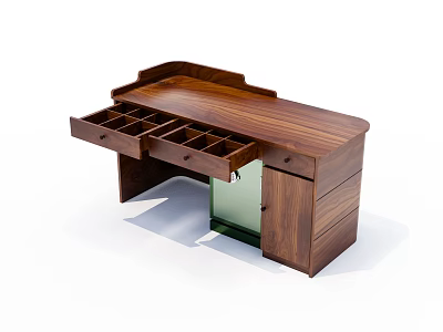Wooden Modern Reception Desk Design With Multiple Drawers And Storage Compartments 3d model