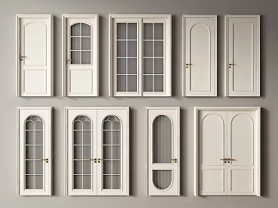 Modern White Double Doors Featuring Glass Panels Arch Designs And Various Styles 3d model