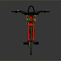 Red Frame Mountain Bike With Black Handlebars Seat Yellow Part Silver Rack And Thick Tires
