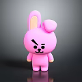 Cute Pink Rabbit Doll With Angry Expression On Dark Background