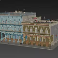 Detached Villa Exterior Design With Blue And Yellow Facade Arched Porches And Balconies