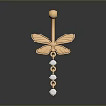 Elegant Gold Dragonfly Shaped Navel Piercing Jewelry With Sparkling Diamonds