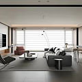 Modern Living Room Interior Design With Comfortable Sofa Coffee Table And Floor to Ceiling Windows 3d model