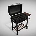 Portable Black Barbecue Grill With Rolling Wheels Metal Grate And Side Shelf