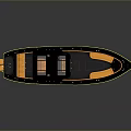 Modern Black Sport Boat With Yellow Seats And Outboard Engine Design Details