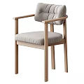 Modern Wooden Chair With Armrests Light Colored Padded Seat And Backrest