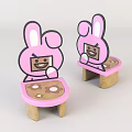 Adorable Cartoon Rabbit Design Kids Chair with Pink Brown and Smiley Face for Toddlers Playroom