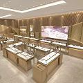 Luxury Chinese Gold Jewelry Store Modern Interior With Gold Display Cases And Elegant Lighting
