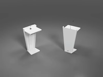 Two White Modern Reception Desks With Minimalist Design On Gray Background 3d model