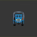 Blue Vintage Truck With Gray Canvas Cover Red Side Panels And White Rimmed Wheels