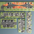 Multiple Parking Lot Layout Designs With Organized Spaces And Green Areas 3d model
