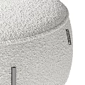 Modern Round Ottoman with Plush Fabric Upholstery and Black Metal Legs