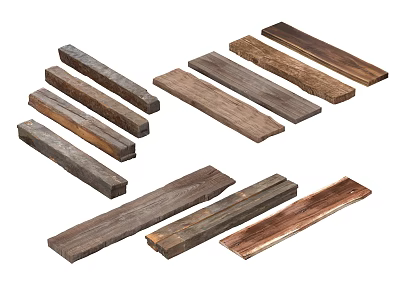Assorted Natural Stone and Wood Pieces with Diverse Textures and Sizes 3d model