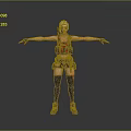 Woman With White Short Hair In Tactical Vest Red Black Outfit Standing Arms Outstretched
