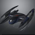 Advanced Blue And Gray Cosmic Spaceship With Aerodynamic Wings And Thrusters