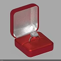 Red Jewelry Box With Diamond Ring And Gray Velvet Lining