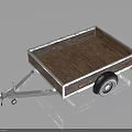 Open Utility Trailer Featuring Wooden Floor Metal Frame And Single Wheel Hitch