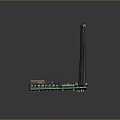 Electronic Green Circuit Board Module With Orange Square Component Blue Chip Long Black Antenna