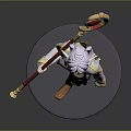3D Character Model With White Coat Yellow Pants Brown Boots Red Staff And Blue Base