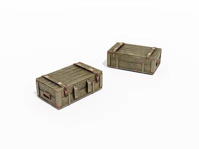 Vintage Wooden Crates With Metal Straps And Retro Design For Storage 3d model