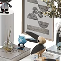 Decorative Ornament Set with Stuffed Dolls Books Vase and Decorative Painting for Home Tabletop Decoration