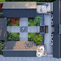 New Chinese-style Courtyard Courtyard Courtyard Architecture 3d model