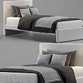 Modern Double Bed With Upholstered Headboard Brown Quilt And Decorative Pillows