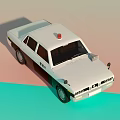 Vintage Police Car With Red Siren Light And White Black Body Design