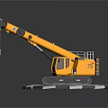 Yellow Tracked Construction Crane Equipment With Extended Arm And Hook On Circular Platform
