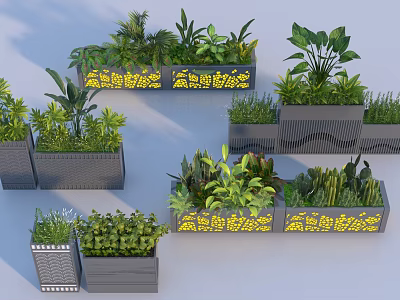 Bonsai Potted Plants With Various Greenery And Decorative Designer Pots Arrangement 3d model