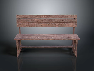 Rustic Wooden Bench With Solid Backrest And Smooth Seat Surface 3d model