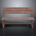 Rustic Wooden Bench With Solid Backrest And Smooth Seat Surface