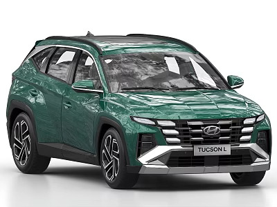 Green Hyundai Tucson L SUV Exterior Design With Front Grille And Alloy Wheels 3d model