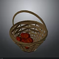 Wicker Basket Filled With Fresh Red Apples On Dark Background