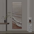 Abstract Painting In Beige White Brown Tones With Wavelike Texture For Minimalist Interior Wall Decor