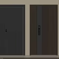 Modern Security Doors With Vertical Stripes Black Brown And Electronic Locks 3d model