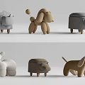 Adorable Animal Shaped Stools With Fabric Upholstery And Wooden Legs For Kids Room Decor